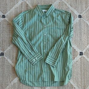 Green Striped Everyday Women’s Striped Button down (cotton poplin)